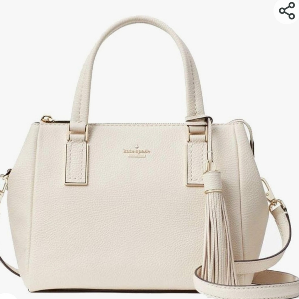 Kate Spade NY Naomi Small Leather Satchel Crossbody Shoulder Bag, Soft Limestone
